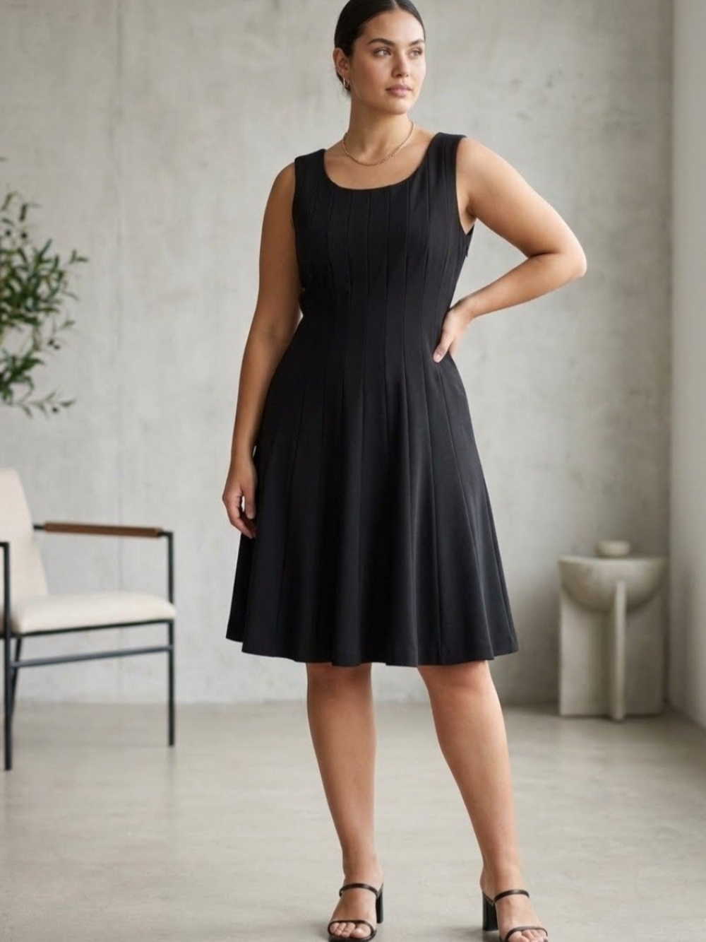 Calvin Klein Sleeveless Black Fit-and-Flare Dress